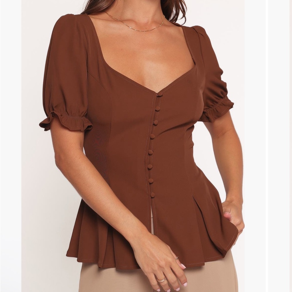 Petal & Pup Chocolate Puff Sleeve Blouse